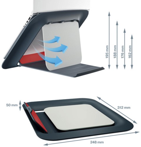Laptopstandaard Leitz Ergo Cosy verstelbaar recyled grijs-2