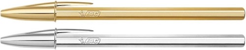 Balpen BIC Cristal medium goud en zilver-2