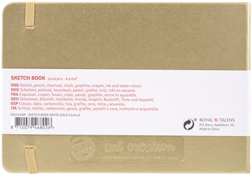 Schetsboek Talens Art Creation 80 witte vellen 140gr 210x150mm witgoud-2