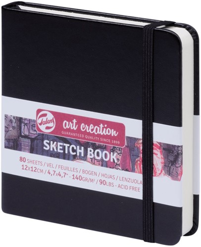 Schetsboek Talens Art Creation 80 witte vellen 140gr 120x120mm zwart
