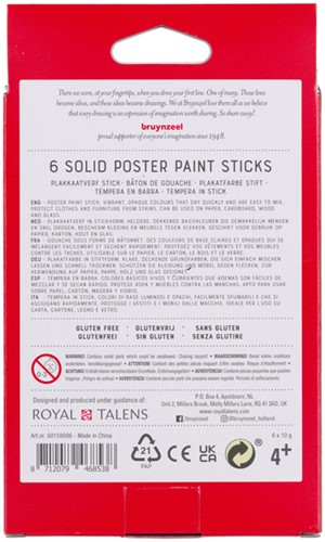 Verfstiften Bruynzeel Kids set à 6 basiskleuren-3