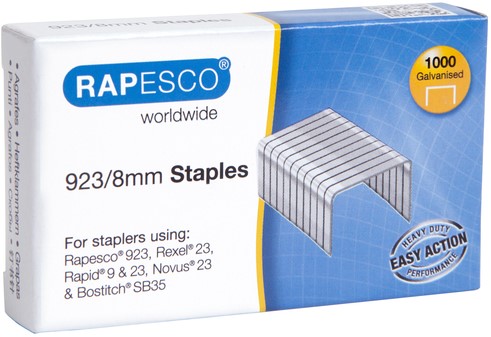 Nieten Rapesco Heavy Duty 923 8mm 1000 stuks zilver