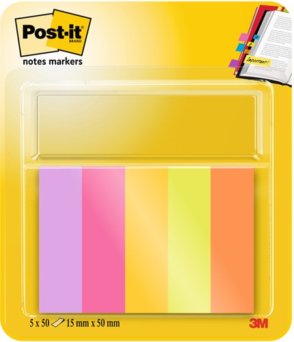 Markeerstrook Post-it 670-5-TFEN 15x50mm Energetic 5 stuks