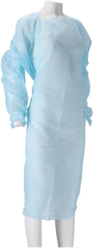 Schort CMT 115x105cm 30mu geruwd lange mouw CPE blauw 20 stuks-3