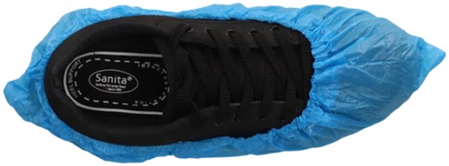 Schoenovertrek CMT 40mu geruwd maat 36-42 CPE blauw 100 stuks-2