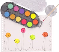 Waterverfset Bruynzeel Kids penseel metallic- en neonkleuren 12 napjes-1