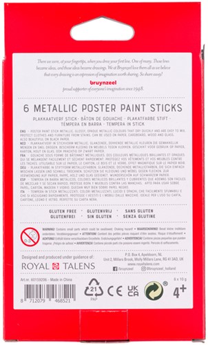 Verfstiften Bruynzeel Kids set à 6 metallickleuren-2