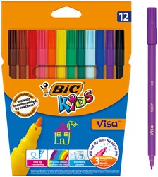 Kleurstiften BicKids Visa fijn assorti etui à 12 stuks