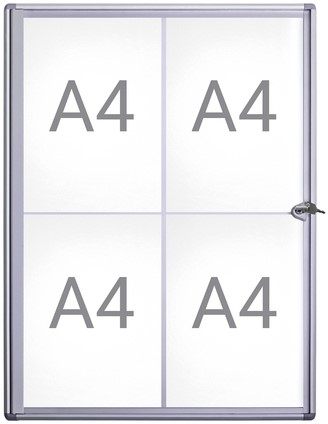 Binnenvitrine wand MAULextraslim whiteboard 4xA4 met slot