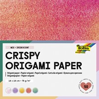 Vouwblaadjes Folia 75gr 14x14cm 50 vel 2-zijdig iriserend embossing assorti kleuren