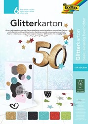 Glitterkarton Folia 174x245mm 6 vel basis assorti