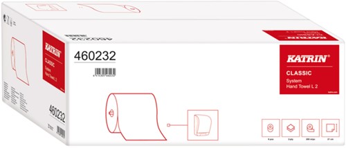 Handdoekrol Katrin systeemrol groot 2-laags 200m wit 460232-2