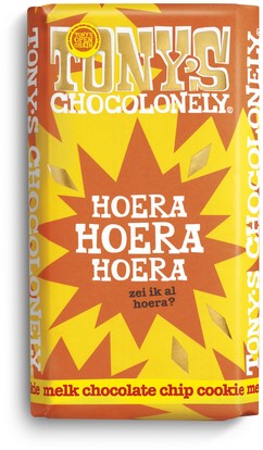 Chocolade Tony's Chocolonely gefeliciteerd melk cocolate chipcookie reep 180gr-2