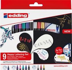 Brushpen edding 1340 Happy Lettering assorti set à 9 stuks