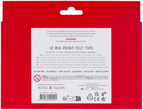 Viltstift Bruynzeel Kids big point blister à 12 kleuren-2