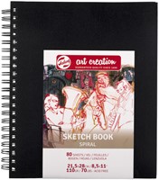 Schetsboek Talens Art Creation 80 witte vellen 110gr 210x280mm spiraal zwart