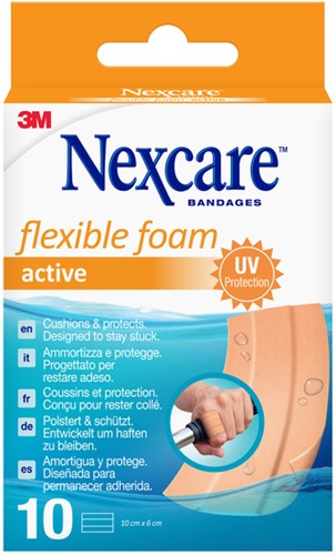 Wondpleister Nexcare active flexible foam waterbestendig 6x10cm 10 stuks
