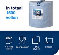 Poetspapier Tork W1 Plus Premium 2-laags 1500 vel blauw 130050-1