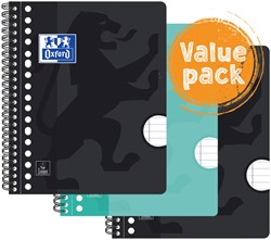 Collegeblok Oxford School A5+ lijn 17-gaats 160 pagina's 80gr voordeelpak assorti 3 stuks