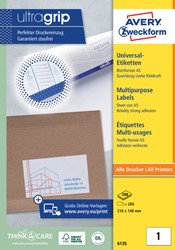 Etiket Avery 6135 210x148mm wit 200 stuks