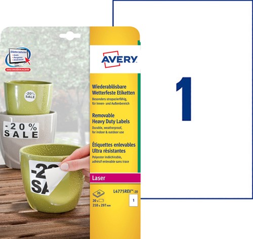 Etiket Avery L4775REV-20 210x297mm wit 20 stuks-2
