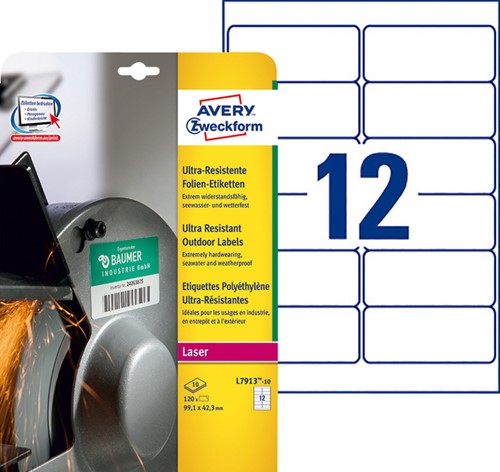 Etiket Avery L7913-10 99.1x42.3mm polyethyleen wit 120 stuks-2
