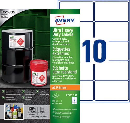 Etiket Avery B7173-50 99x57mm polyethyleen wit 500 etiketten-2