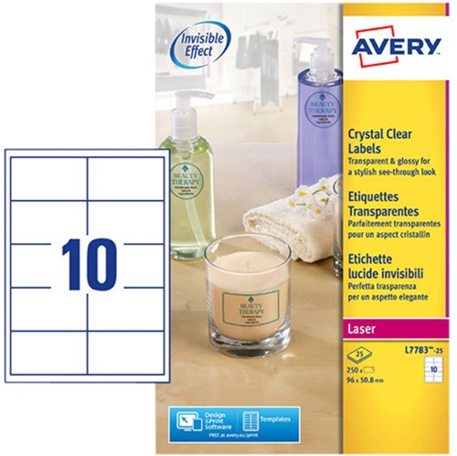 Etiket Avery L7783-25 96x50.8mm transparant 250 stuks-2