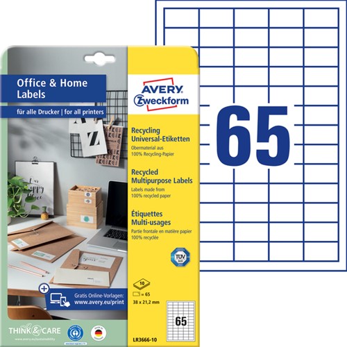 Etiket Avery Zweckform LR3666-10 38x21.2mm recycled wit 650stuks-2
