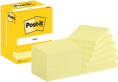 Memoblok Post-it 657 76x102mm geel 12 stuks