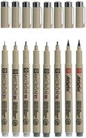 Fineliner en brushpen Sakura Pigma Micron koudgrijs set à 8 stuks assorti-3