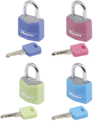 Hangslot MasterLock 4 assorti alu 20mm 4 stuks