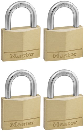 Hangslot MasterLock 4 gelijksluitend messing 40mm 4 stuks
