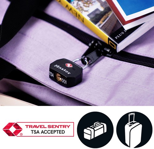 Hangslot Masterlock 2 gelijksluitend aluminium TSA zwart 30mm 2 stuks-2