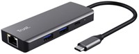 Adapter Trust Dalyx 6-in-1 USB-C multipoort grijs