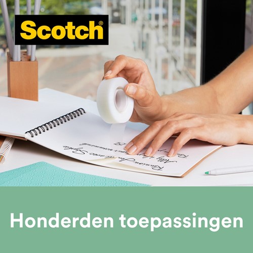 Plakband Scotch Magic 810 19mmx33m transparant 14 rollen + plakbandhouder zwart-3