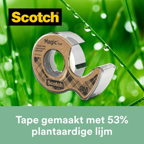 Plakband Scotch Magic 919 19mmx20m transparant + gerecyclede afroller-3