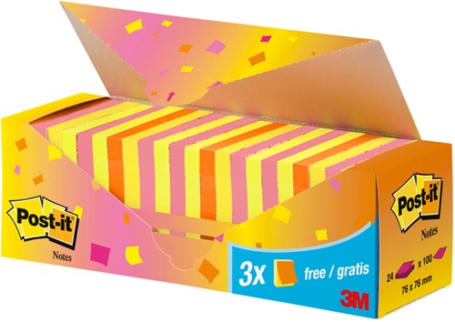 Memoblok 3M Post-it 654 76x76mm neon assorti 21 + 3 gratis-2