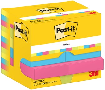 Memoblok 3M Post-it 653 38x51mm neon assorti kleur 12 stuks-2