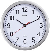 Wandklok MAUL Run RC Ø25x5cm kunststof zilver/wit incl batterij