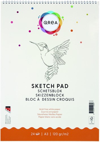 Schetsblok Qrea A3 24 vel 120gr spiraal