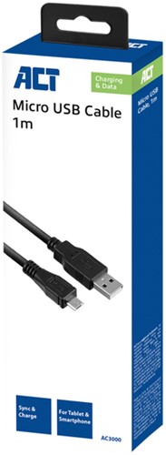 Kabel ACT USB 2.0 naar MicroB laad -en data 1 meter-2