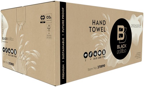 Handdoek BlackSatino PT30 GreenGrow v-vouw 2-laags 250x230mm 15x214 vel wit 275890