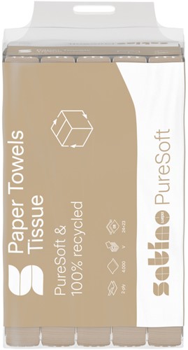 Handdoek Satino PT3 PureSoft v-vouw 2-laags 240x230mm 20x200 vel naturel 277540-2