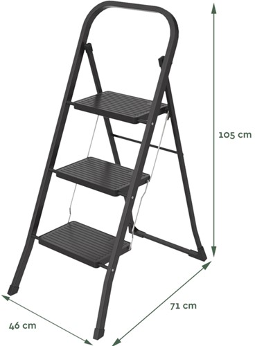 Huishoudtrap BRASQ 3 treden SL300 zwart-2