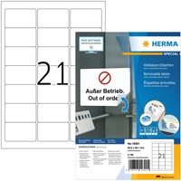 Etiket HERMA 10301 63.5x38.1mm verwijderbaar wit 2100 stuks