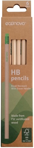 Potlood Econovo HB met gumtop blister à 6 stuks