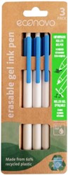 Gelschrijver Econovo uitwisbaar fijn blauw blister à 3 stuks
