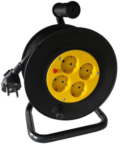 Kabelhaspel BRASQ Pro 4 voudig 10 meter zwart