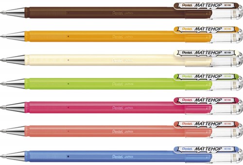 Gelschrijver Pentel K110 Mattehop Fun Sweet M assorti blister à 7st-2